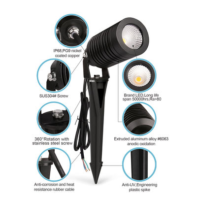 Водостойкие светодиодные наружные ландшафтные прожекторы IP66 14W COB Садовые шпиковые огни