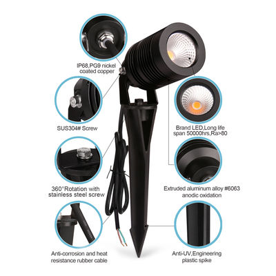 COB Ландшафтное освещение регулируемое 10 Вт 24 В или 100 ~ 240 ВАК RGBW Алюминиевый корпус 4 в 1 для дворовой дороги