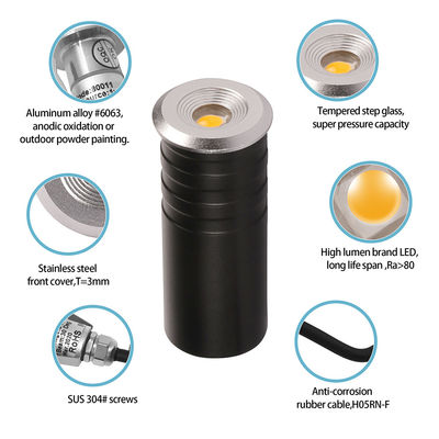 Mini IP67 1W CREE XPE LED одноцветный подъемный свет наружной заложенной лампы лестничная ступенька