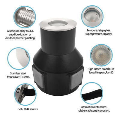 3W IP67 Садовые лестничные фонари RGB3in1 Алюминиевый корпус Передняя крышка из нержавеющей стали с двухлетней гарантией