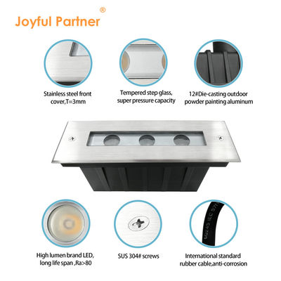 Светодиодный наземный свет DC24V 3W 6W 3000K #316 SS IP67 Линейная длина 195MM +Темперное стекло