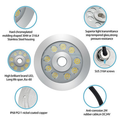 27W 3 в 1 RGB светодиодный фонтан света из нержавеющей стали для коммерческой площади