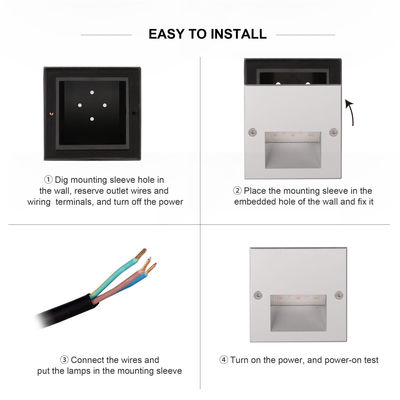 Встраиваемый в стену 2W Osram SMD LED светильник для ступеней IP65 Современный дизайн Алюминиевый материал Для коридора