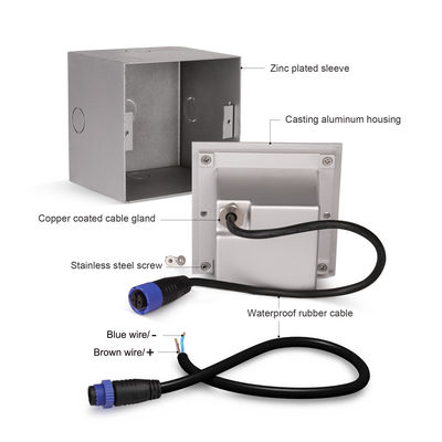 Квадратный алюминиевый встраиваемый настенный светильник для лестниц 3 Вт DC 24 В Алюминиевый материал для стильных интерьеров