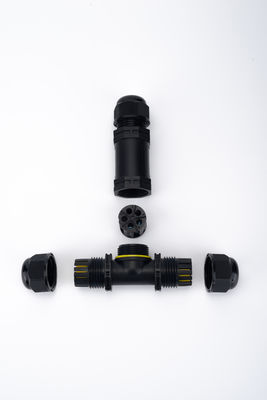 IP68 T-образный водонепроницаемый разъем 3-канальный 3-полюсный кабельный разъем для использования вне помещений