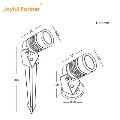 Наружный осветительный небольшой светодиодный садовый прожектор со шпиком или алюминиевой основой для установки
