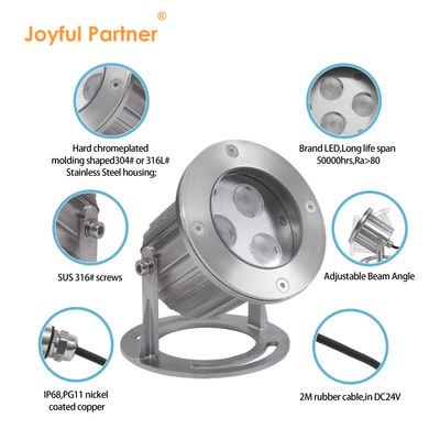 Подводные фонари 3W DC12V 24V RGB Нержавеющая сталь 316SS водонепроницаемая с 2-летней гарантией