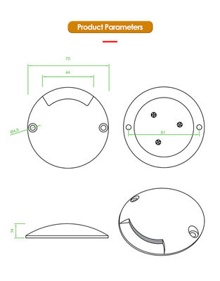 1 Вт Сниженный шаговый свет Ультратонкий DIA70MM H14MM DC24V 3000k Теплый белый для наружного освещения