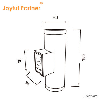 Двойная настенная лампа водонепроницаемая круглая излучающая свет вверх и вниз черный корпус с алюминиевым сплавом
