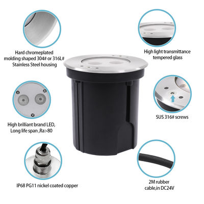 Водонепроницаемый подводный светодиодный светильник из нержавеющей стали 316 DC24V IP68 RGBW 4-в-1 с асимметричной линзой