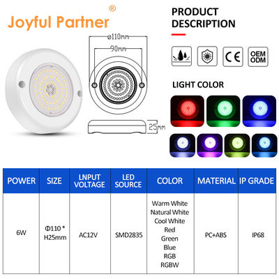 Стенномонтированный наземный светодиодный бассейн Rgb и Dmx Control 6W LED SMD2835 ABS материал
