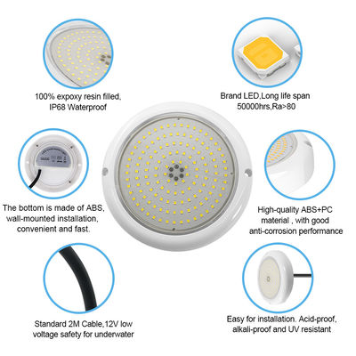 PAR56 светодиодный бассейн свет RGB AC12V IP68 смола заполненная ABS + ПК материал DIA152 * 26 мм Угол луча 120 градусов