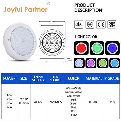 IP68 PAR56 ПК бассейн свет с RGB пульта дистанционного управления LED 18W 24W AC 12v вход