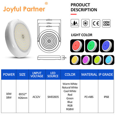 Светильники бассейна под водой PAR56 Бетонная поверхность стены с 18 клавишами