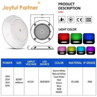 Эпоксидная смола под водой под водой бассейн свет настенный ABS корпус IP68 AC12V 18W Диа 260 мм