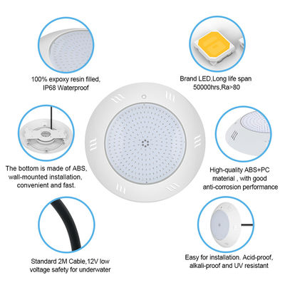 Стенный IP68 Подводный свет Многоцветный пульт дистанционного управления Плавание LED бассейн Свет ABS корпус