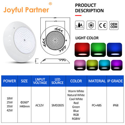 IP68 водонепроницаемый RGB бассейн лампы SMD 2835 25W теплый белый для ландшафтного декоративного