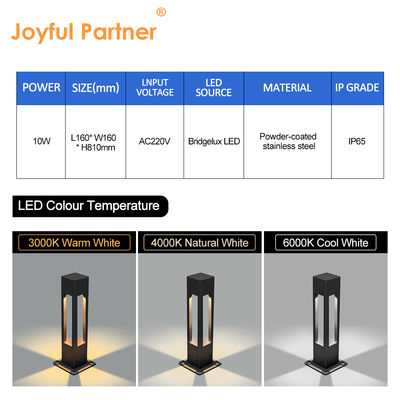 Алюминиевая IP65 светодиодная лампа для газона Bridgelux LED 3000K 10W H810MM с сертификацией CE ROHS