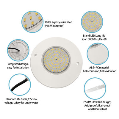 Резиновый бассейнный светоотражатель 160 мм DC12V 10W полностью пластмассовый SMD2835 108pcs RGBW цвет Постоянное напряжение