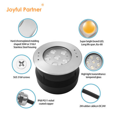 Светильник для уличного бассейна DC24V 12W RGB прозрачное стекло нержавеющая сталь 316 IP68 для проектов технического обслуживания