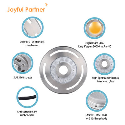 Внешний IP68 DMX RGB 24V Погружаемый 9X3w LED Подводный фонтан Танцующий свет Нержавеющая сталь 316L С диаметром 285 мм