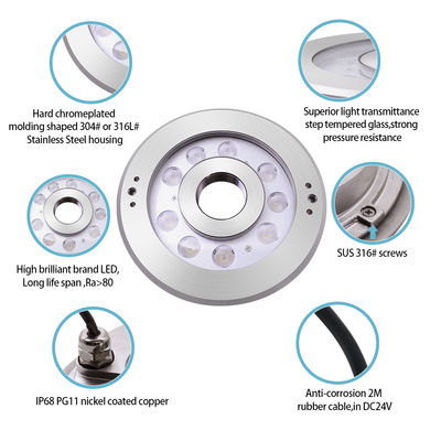 Нержавеющая сталь подводное светодиодное фонтанное освещение IP68 DC24V CE сертифицированное