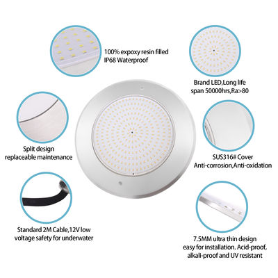 Подводная RGB LED бассейнная лампа 6W 12W 18W 25W 35W IP68 SMD LED 316Нержавеющая сталь