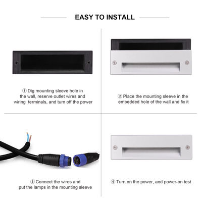 IP65 5W Светодиодный ступенчатый светильник, встраиваемый, 145*45 мм, Osram SMD LED, одноцветный, алюминиевый корпус с зажимами