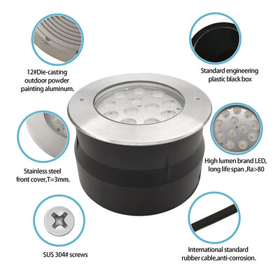 IP67 светодиодный подземный свет 12W 24W 36W DIA185MM RGB3in1 3000K теплый белый для садового парка Плаза