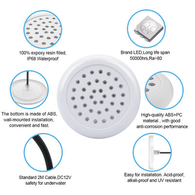 Swimming LED Pools Light OEM Design 18W 25W 30W Diamter 160MM 230MM DC12V Voltage ABS Material