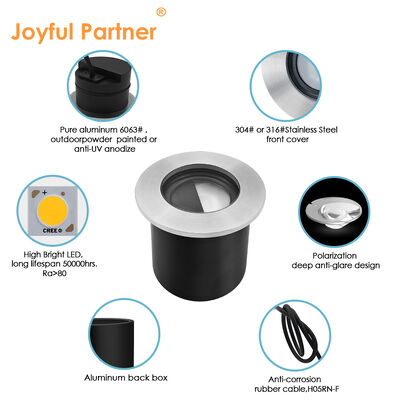 Поляризация Подземные фонари 4 Вт DC12V 24 В Угол луча 30 * 40 градусов Степень ИК 08 Чистый алюминий 6063# корпус