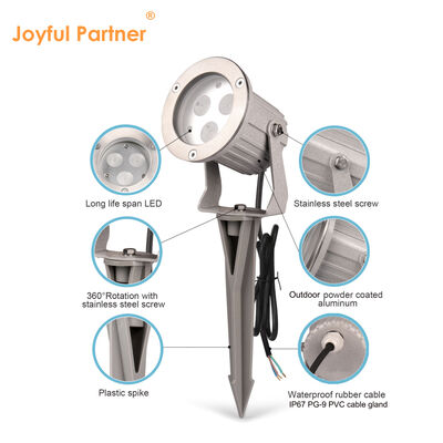 Светодиодные садовые прожекторы IP65 из алюминия с цоколем GU10 и кабелем 0,5 м для наружного освещения дорожек
