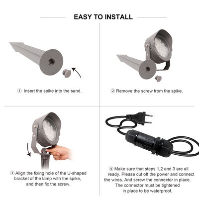 Светодиодный садовый светильник 12 Вт 24 Вт 36 Вт Встроенный драйвер DMX512 DC24V RGB3in1 Черный корпус алюминиевой лампы