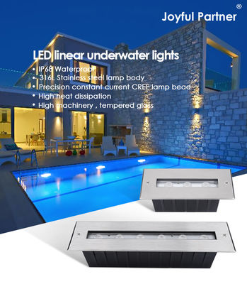 IP68 Underwater Lighting RGB Color Stainless Steel 316L 6*2W DC24V DMX 512 Controllable For Water Curtains